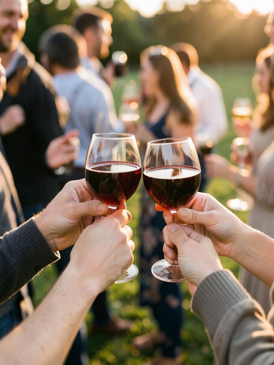 Brindis con copas de vino tinto