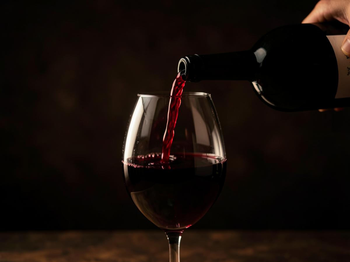 Vino tinto servido en copa